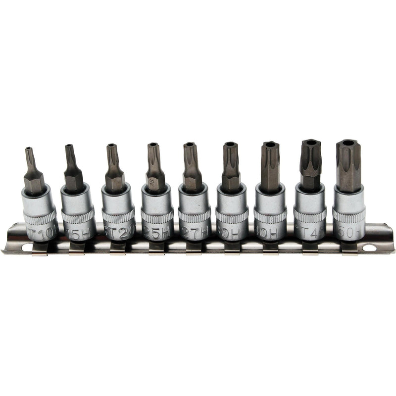 Juego de dados | 1/4" | T-Star (Torx) | inviolable | 9 piezas