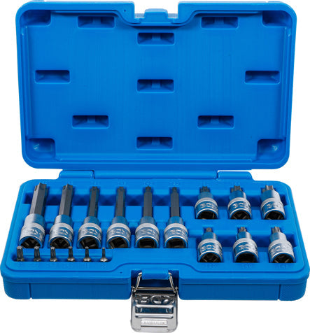 JUEGO DE DADOS CON PUNTA | ENTRADA 6,3 MM (1/4") / 12,5 MM (1/2") | PERFIL EN T (PARA TORX) | 18 PIEZAS BGS 5173