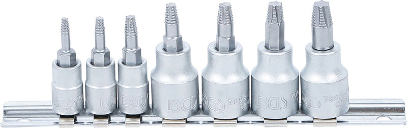 JUEGO DE EXTRACTORES DE TORNILLOS | ENTRADA 6,3 MM (1/4") / 10 MM (3/8") | PARA PERFIL EN T (PARA TORX) DEFECTUOSO | T10 - T40 | 7 PIEZAS