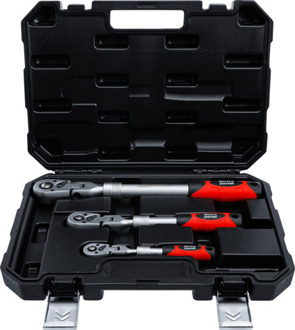 JUEGO DE MATRACAS REVERSIBLES | EXTENSIBLE, INCLINABLE | 6,3 MM (1/4”) - 10 MM (3/8”) - 12,5 MM (1/2”) | 3 PIEZAS
