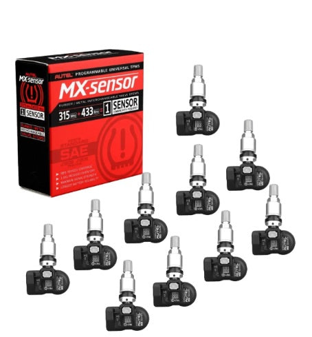 10 SENSORES TPMS METALICO PROGRAMABLE AUTEL DUAL 315 Y 433 MHZ