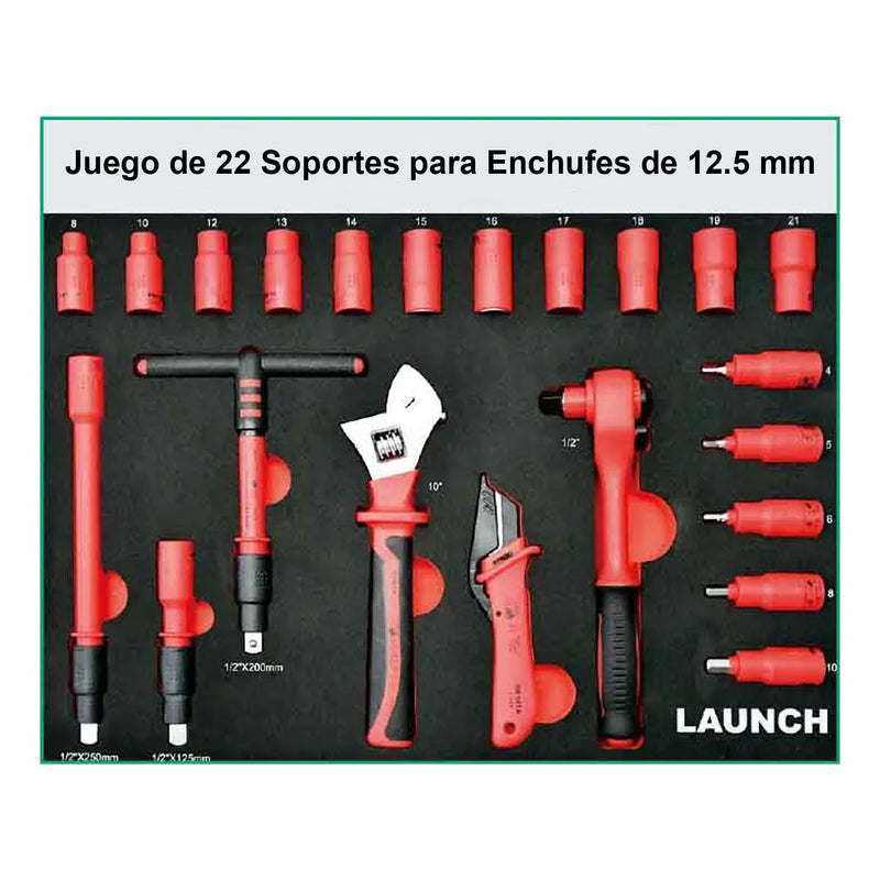 Launch TTH-84 - Carro de Herramientas Aisladas EV (84 Piezas) con Certificación VDE