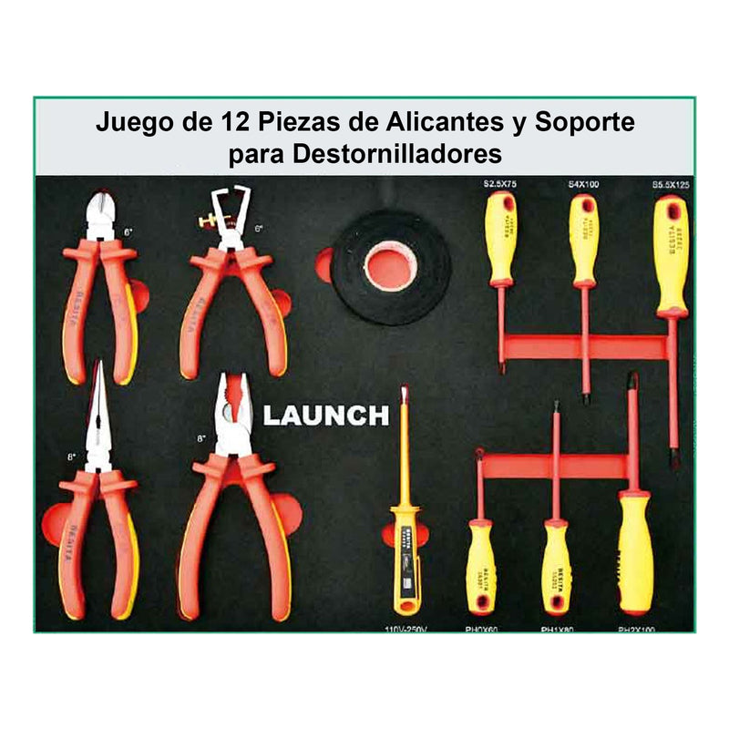 Launch TTH-84 - Carro de Herramientas Aisladas EV (84 Piezas) con Certificación VDE