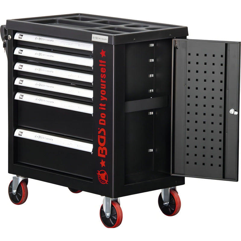 Caja Con 158 Herramientas 6 Cajones & Puerta Latera Bgs 6055 Color Negro