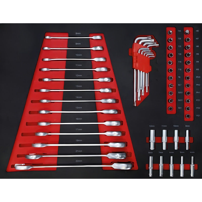 Caja Con 158 Herramientas 6 Cajones & Puerta Latera Bgs 6055 Color Negro