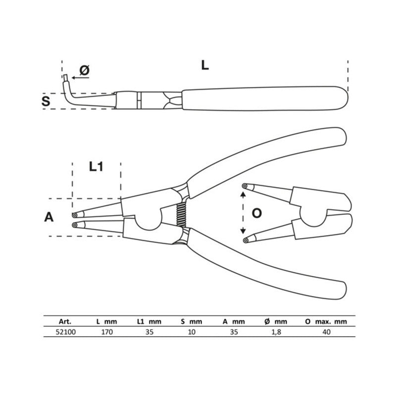 Set De Pinzas De Punta Para Seguros Circlip 4 Pza Bgs 52100
