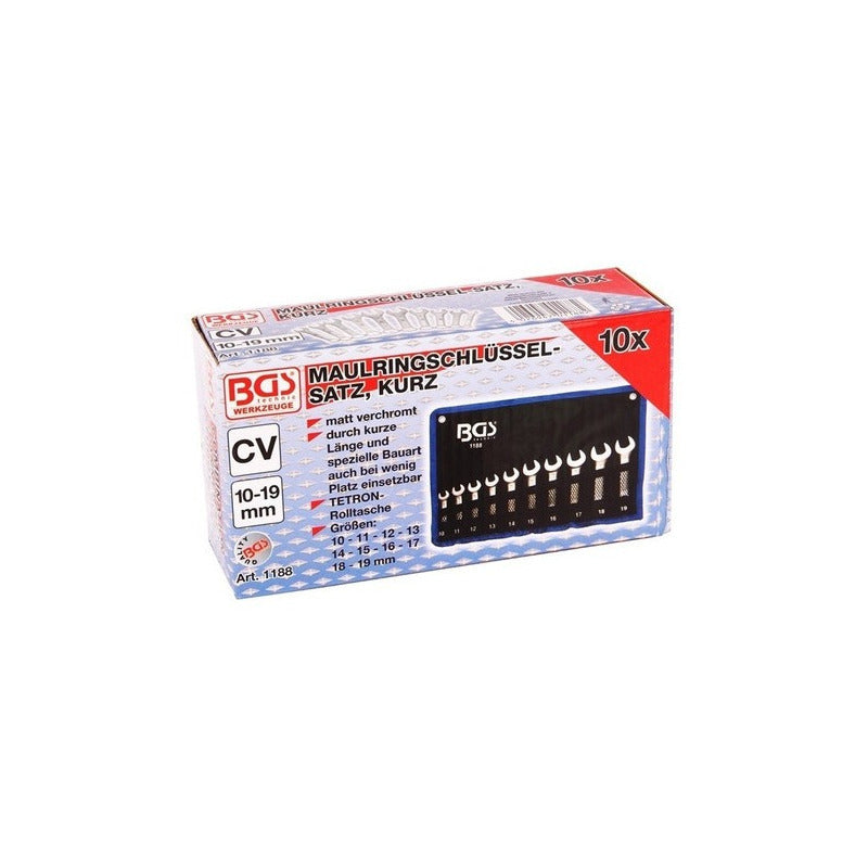 Juego De 10 Llaves Combinadas Cortas Milimétricas 10-19