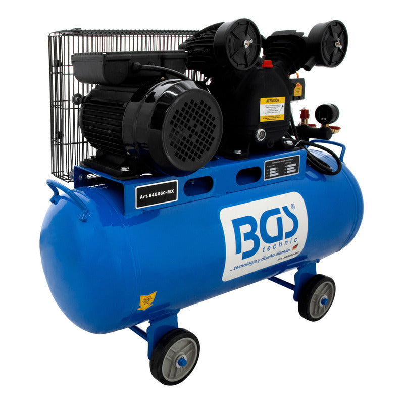 Compresor De Aire C Banda Horizontal 60l 3hp Monofasico Azul