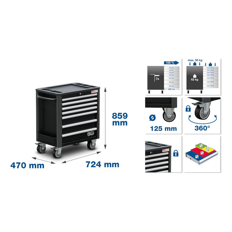 Gabinete / Estante Para Herramienta | 7 Cajones | Bgs 4102 Negro