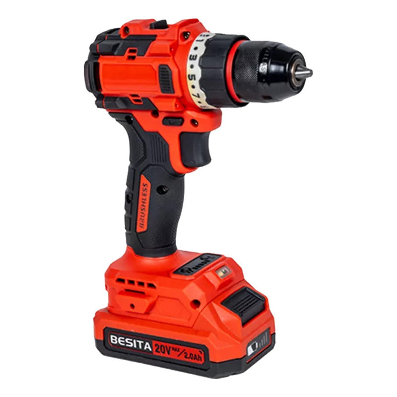 Besita E102 Taladro Electrico Inalambrico 20v Profesional Rojo 60