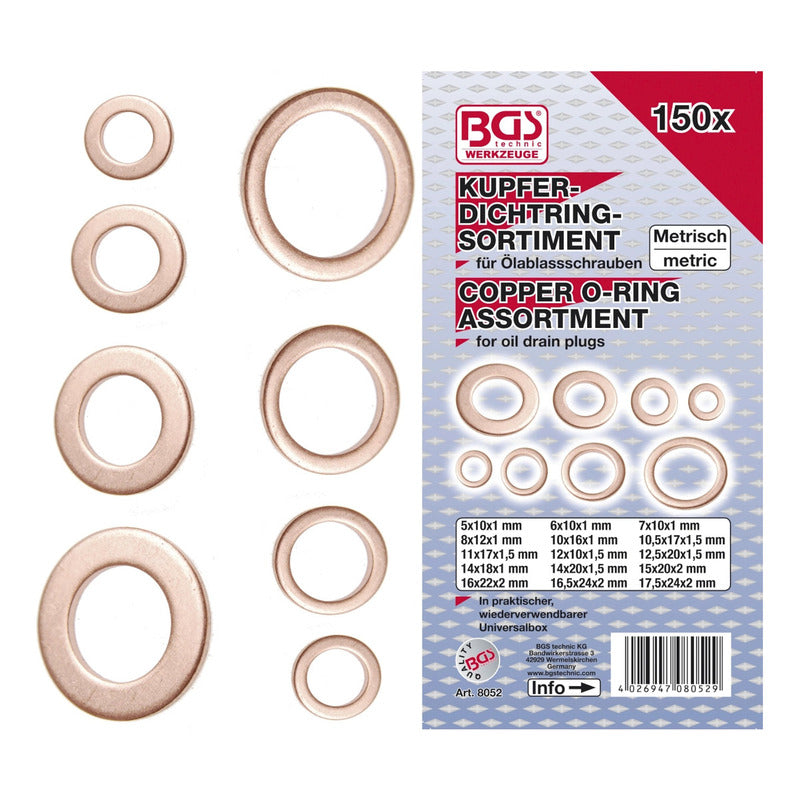 Juego De Arandelas | Cobre | 150 Piezas | Bgs 8052