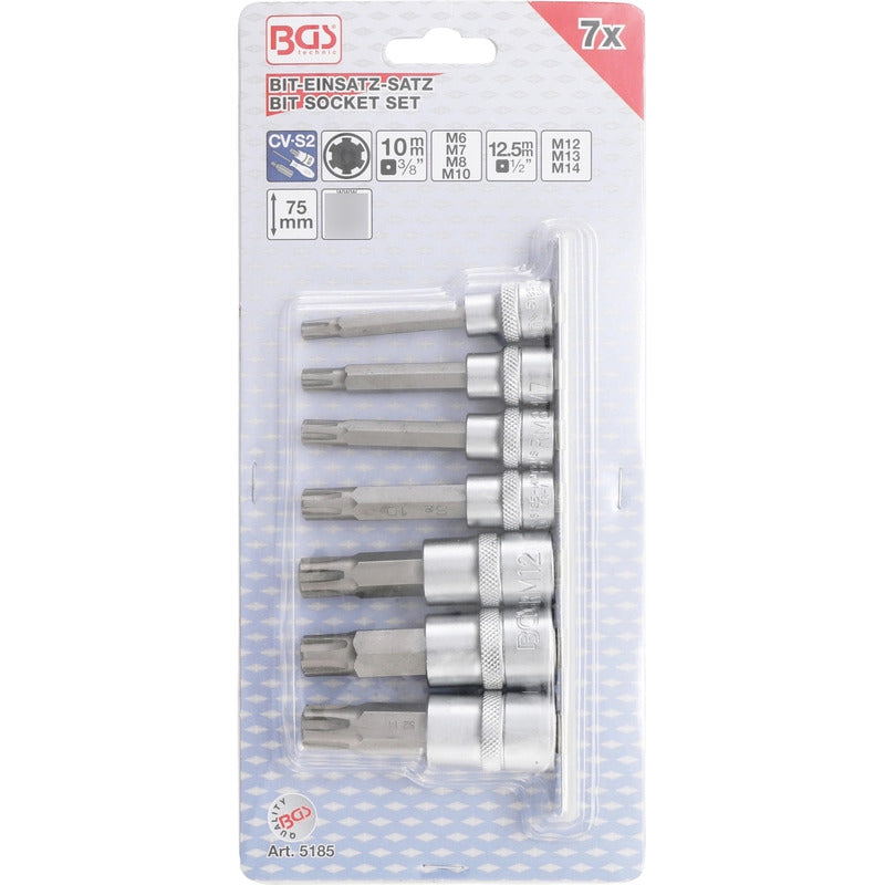 Kit 7 Pz Dado Con Punta Ribe |3/8 , 1/2 | M6 - M14| Bgs 5185