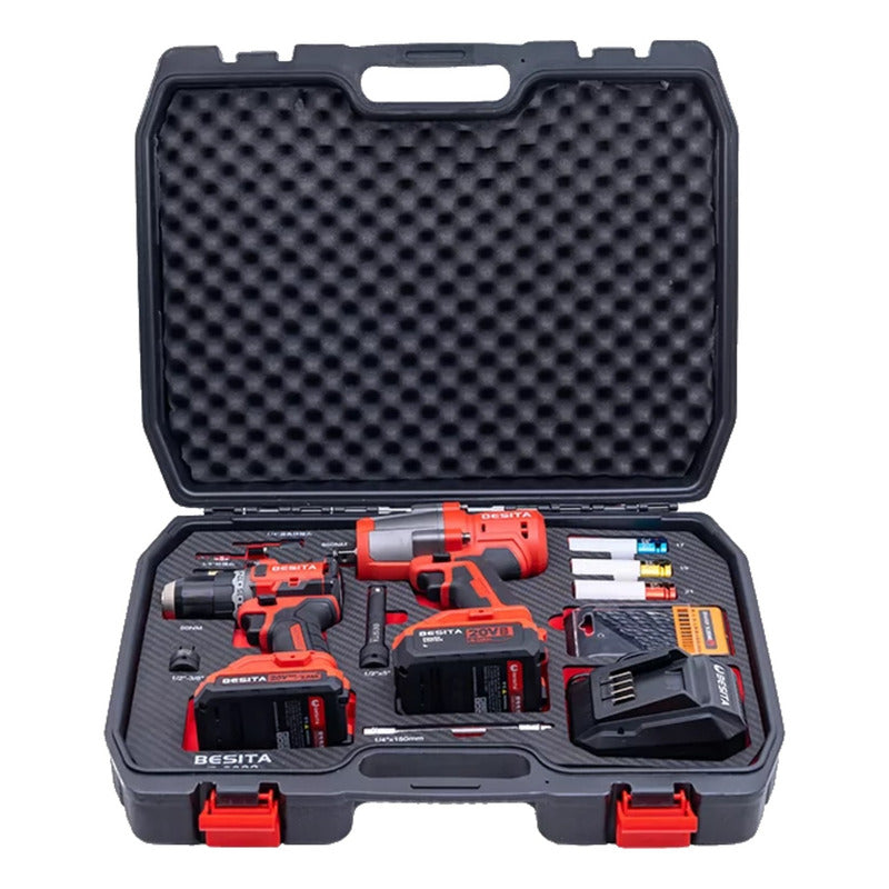 Torquemaster Pistola De Impacto Y Taladro Inalambrico Besita Rojo 60hz