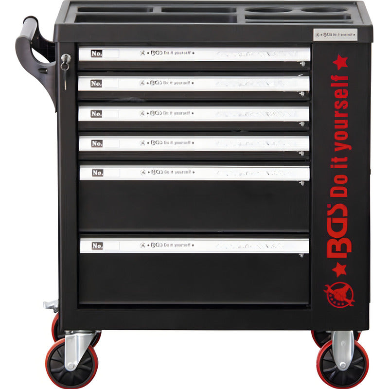 Caja Con 158 Herramientas 6 Cajones & Puerta Latera Bgs 6055 Color Negro