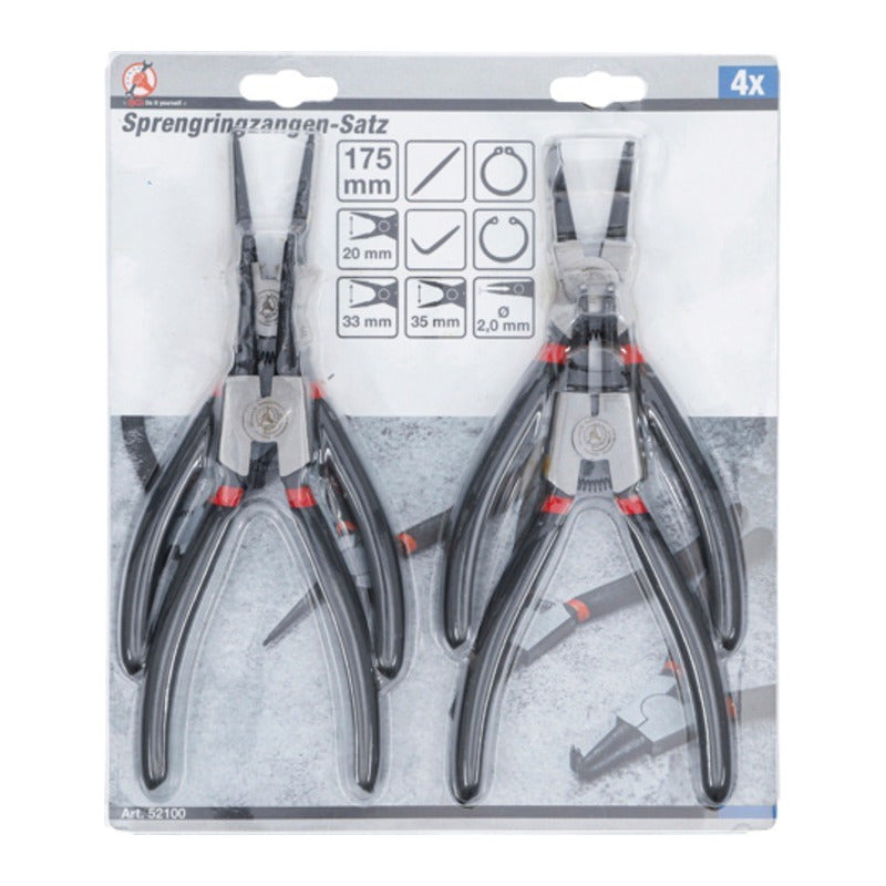Set De Pinzas De Punta Para Seguros Circlip 4 Pza Bgs 52100