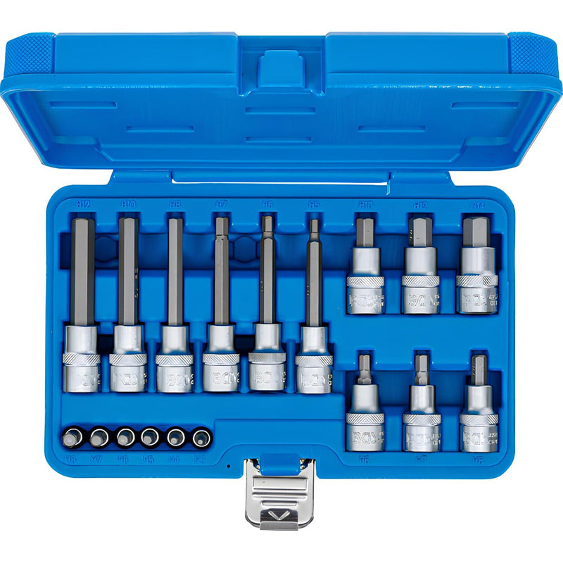 Set De Dados Con Punta Hexagonal 1/4 & 1/2 18 Pzas Bgs 5171