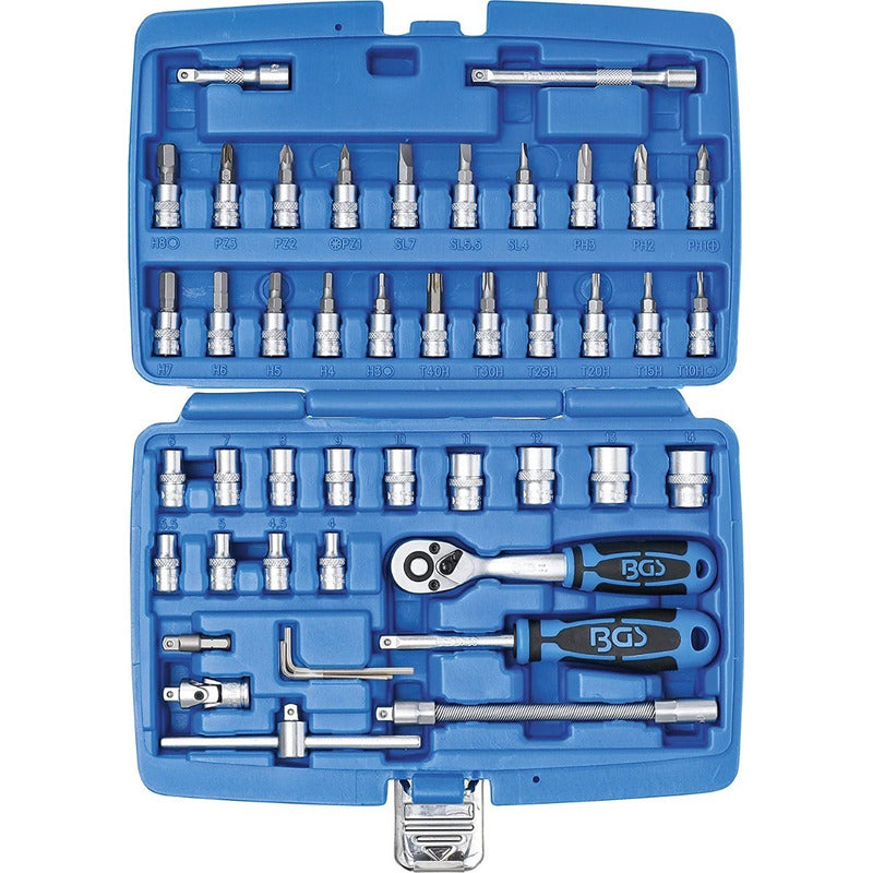 Bgs 2146 Autocle Dados Con Matraca Milimétrico 1/4 46 Pzas