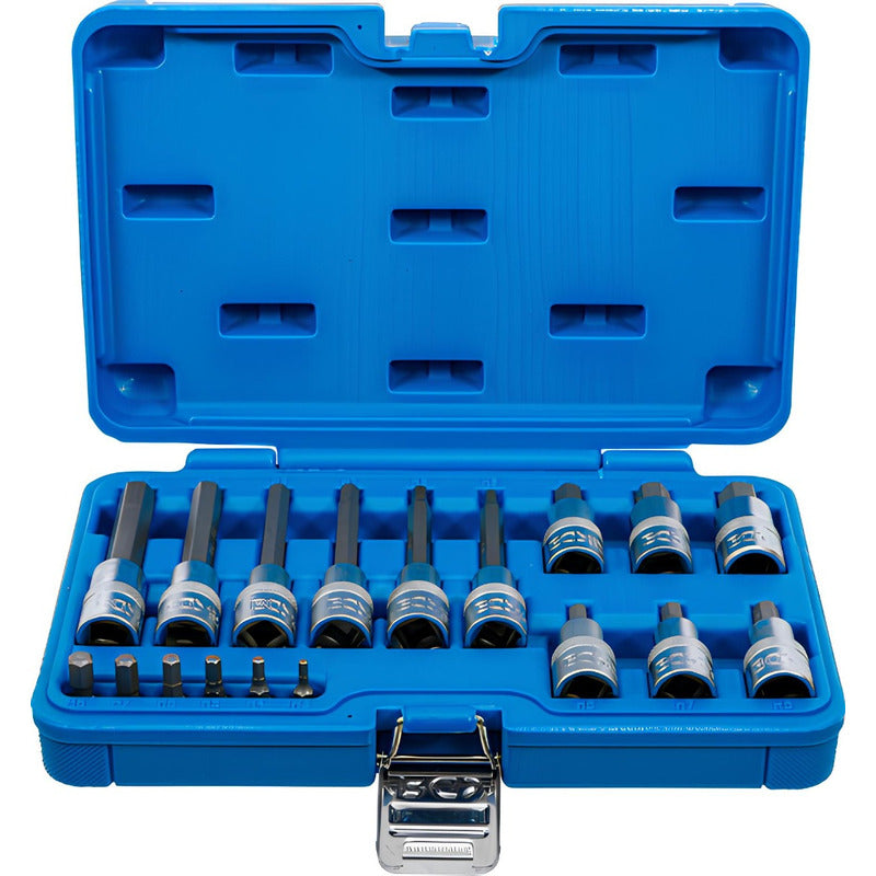 Set De Dados Con Punta Hexagonal 1/4 & 1/2 18 Pzas Bgs 5171