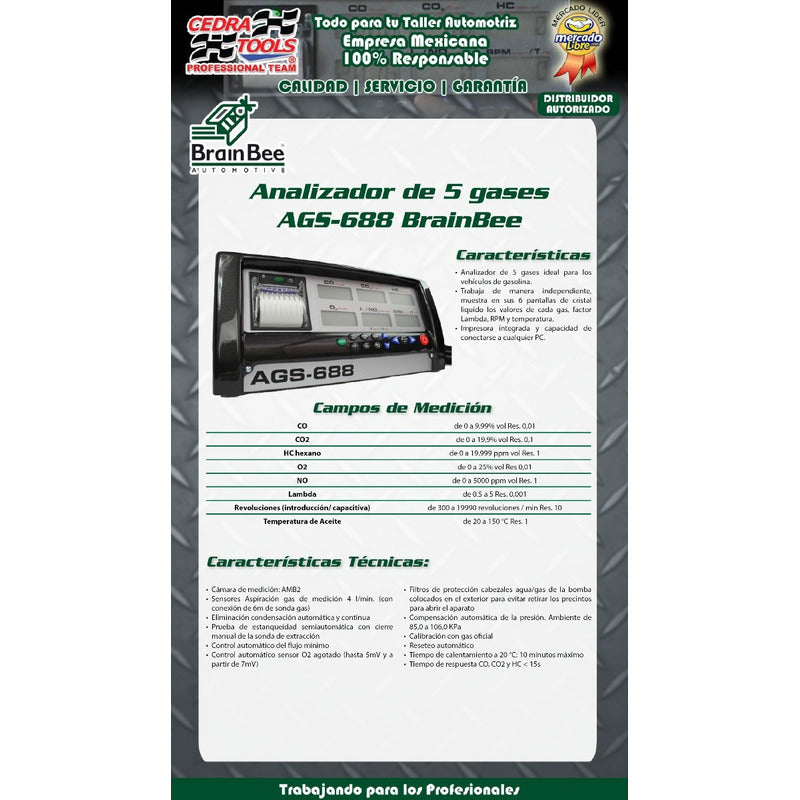 Brainbee Analizador De Gases 5 Para Verificación + Msi