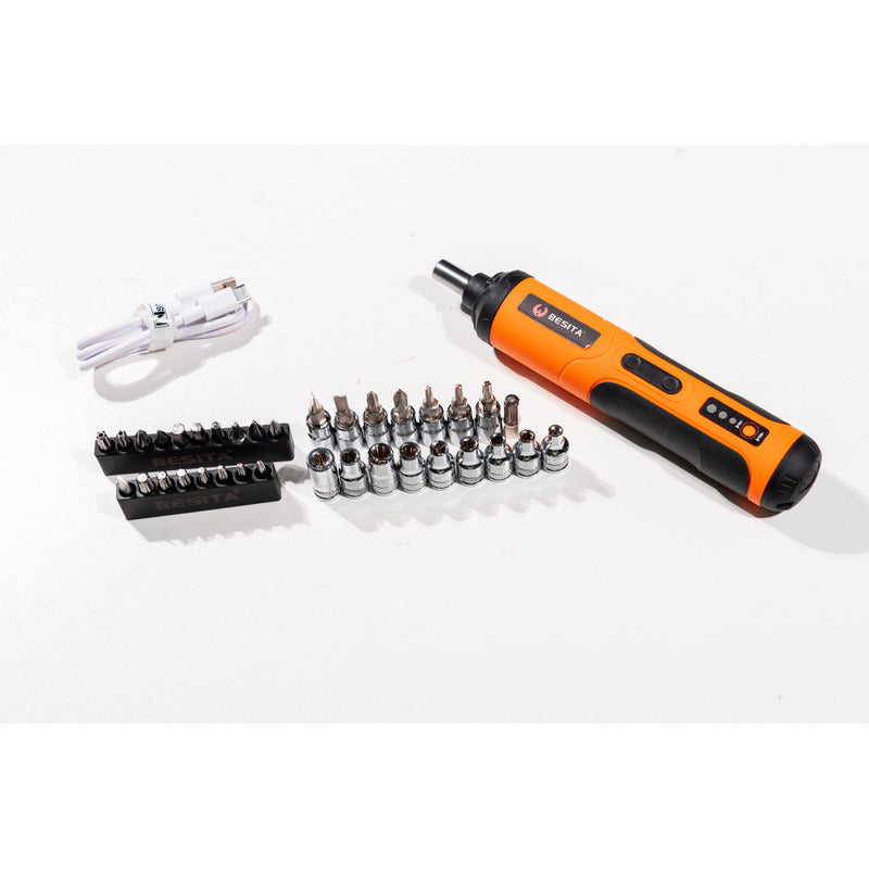 Kit De Desarmador Electrico Inalambrico Accesorios Besita Rojo 60 Hz