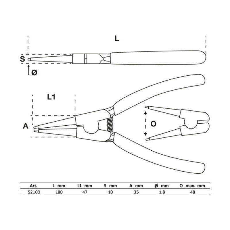 Set De Pinzas De Punta Para Seguros Circlip 4 Pza Bgs 52100