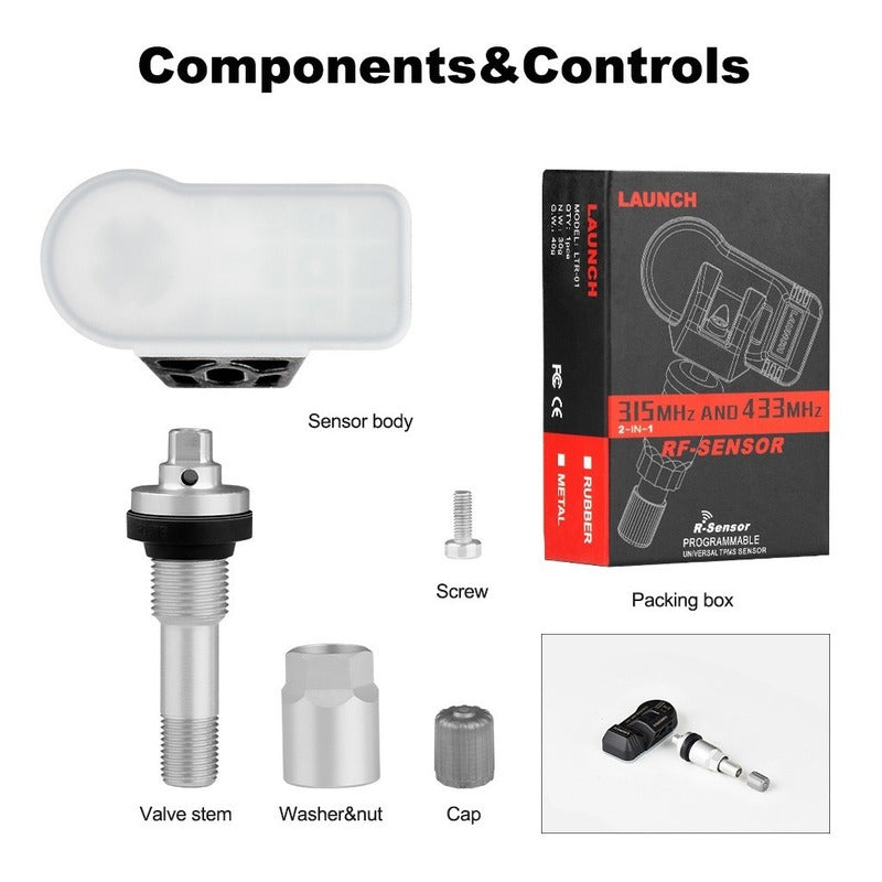 4 Sensor Tpms Universal Metalico De Launch 315 Mhz Y 433 Mhz