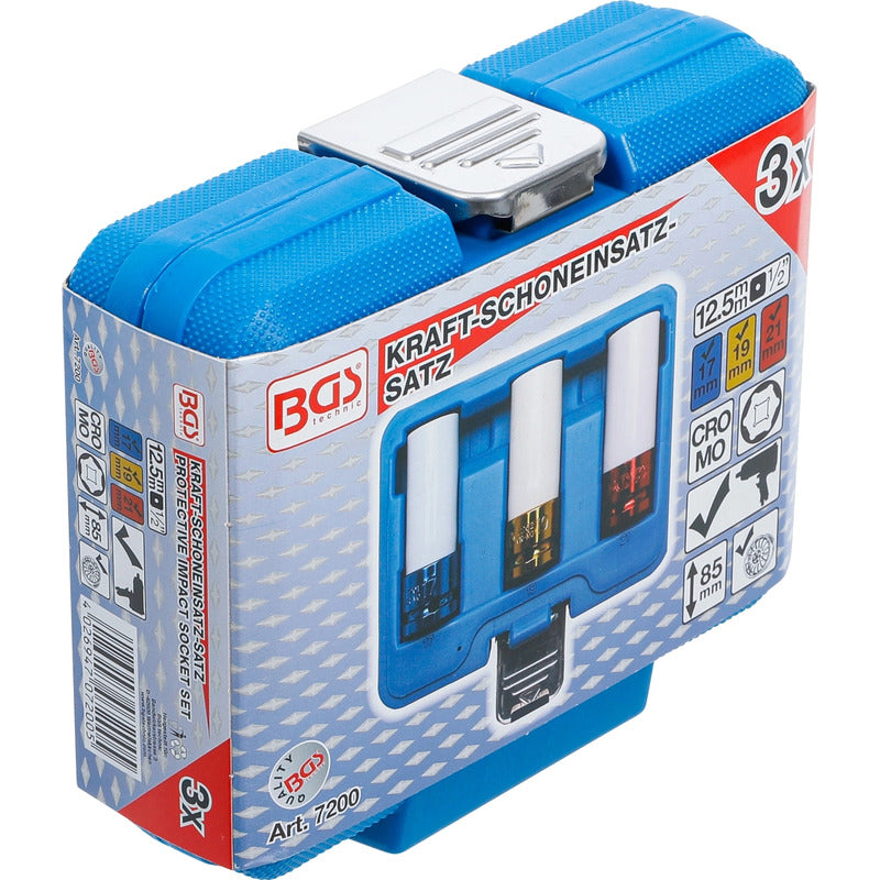3 Dado Impacto Protector Plastico 1/2  |17-19-21mm| Bgs 7200