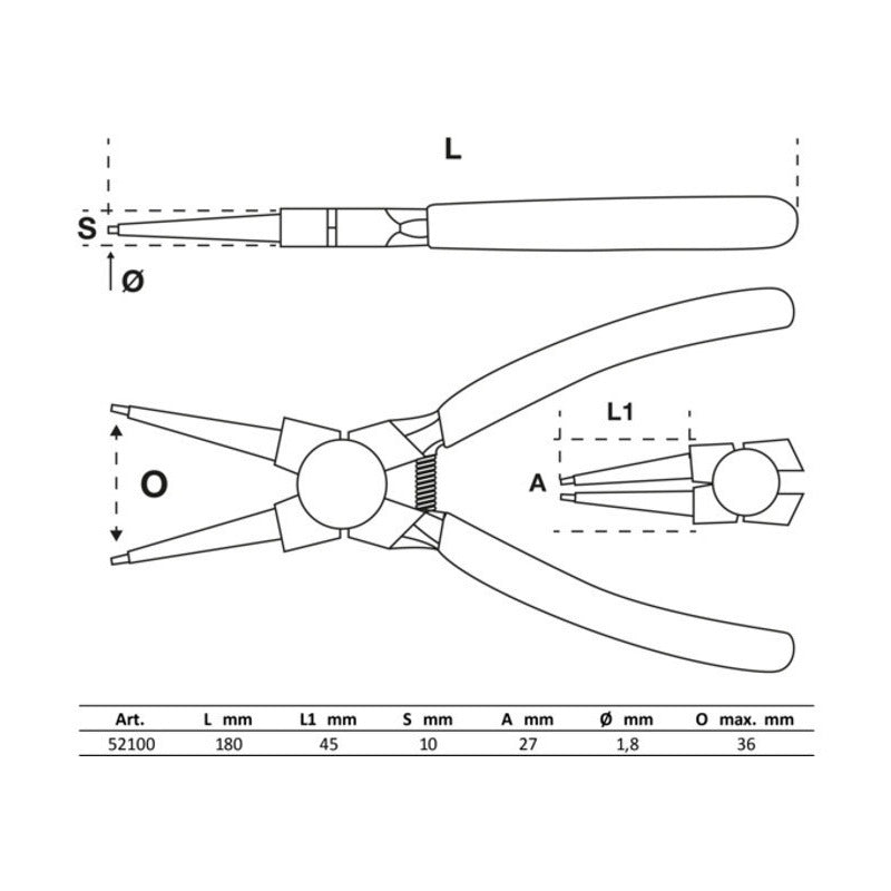 Set De Pinzas De Punta Para Seguros Circlip 4 Pza Bgs 52100