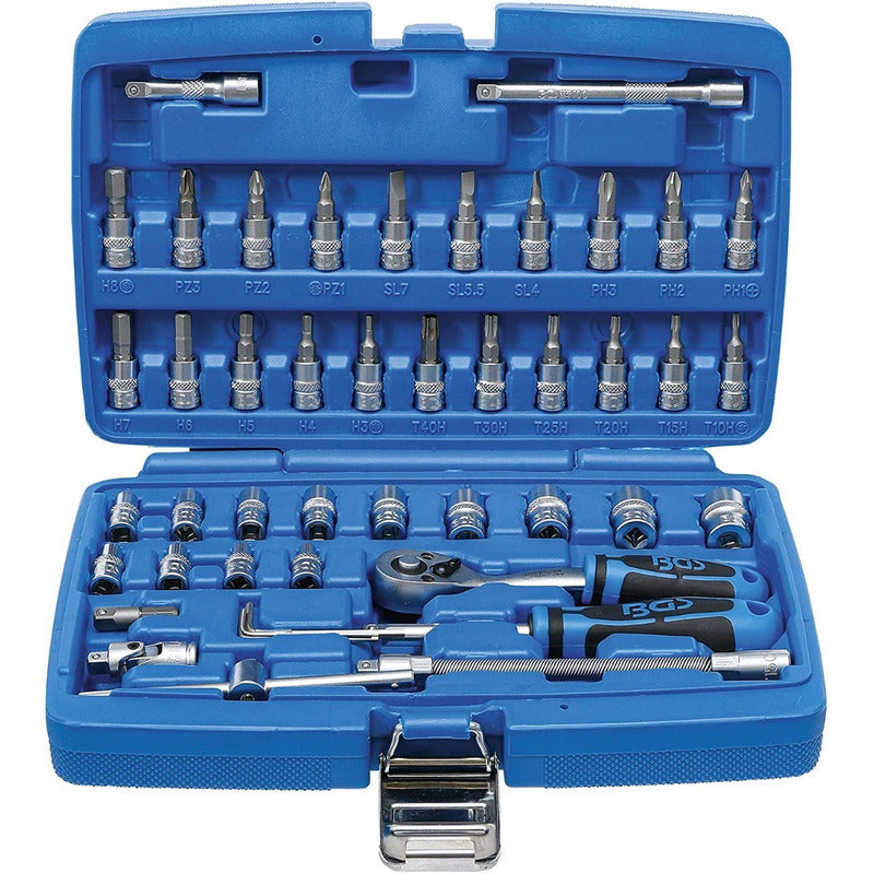 Bgs 2146 Autocle Dados Con Matraca Milimétrico 1/4 46 Pzas