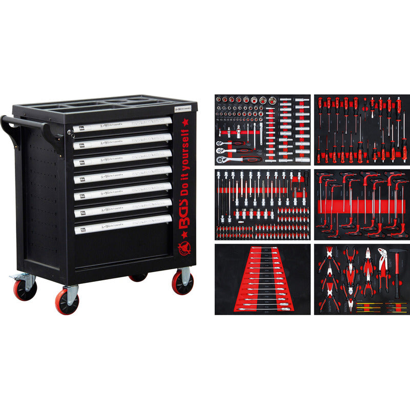 Gabinete De Herramientas 7 Cajones C/ 250 Herramientas Bgs Color Negro