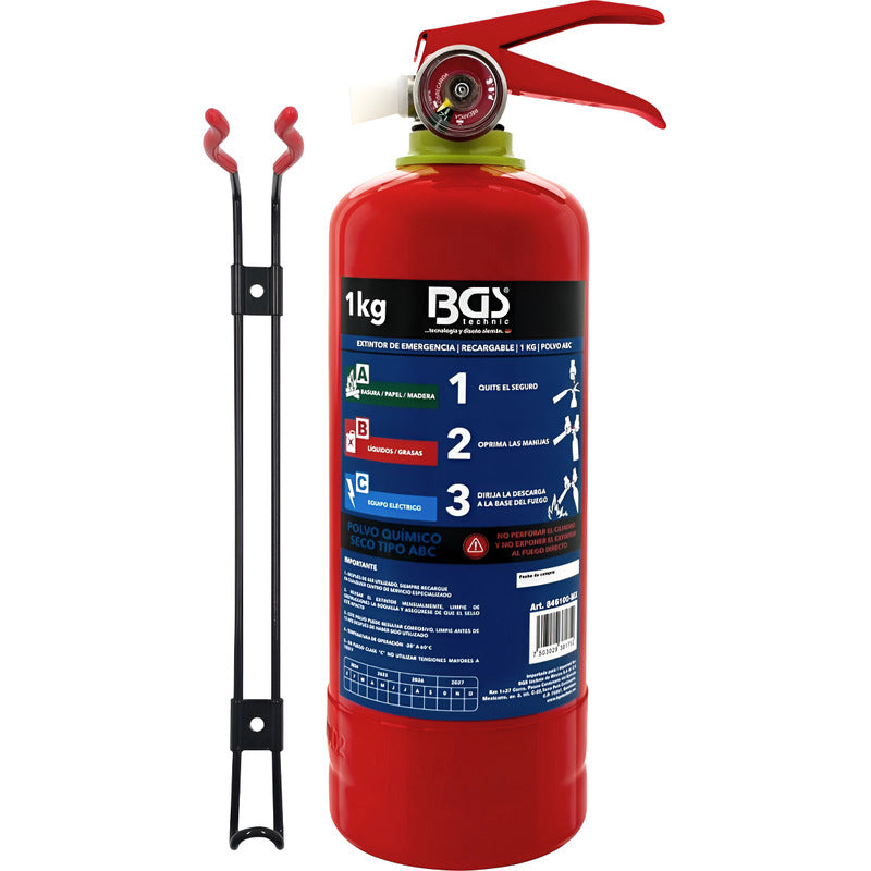 Extintor Recargable Auto Camioneta Universal 1 Kg C Base Bgs Rojo