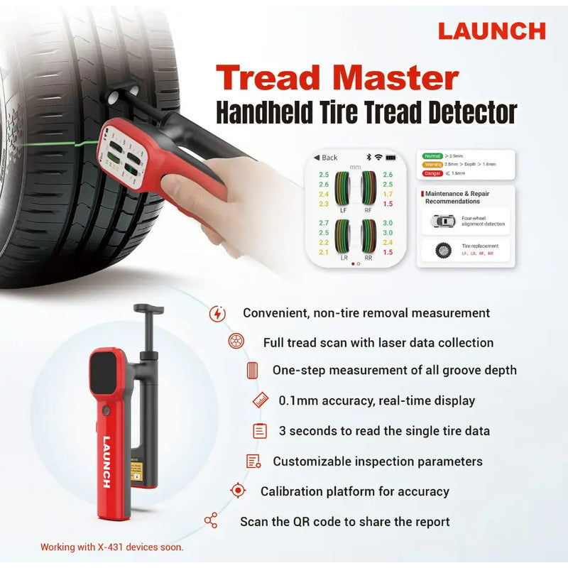 Lector Laser De Desgaste De Llantas Tread Master De Launch Rojo