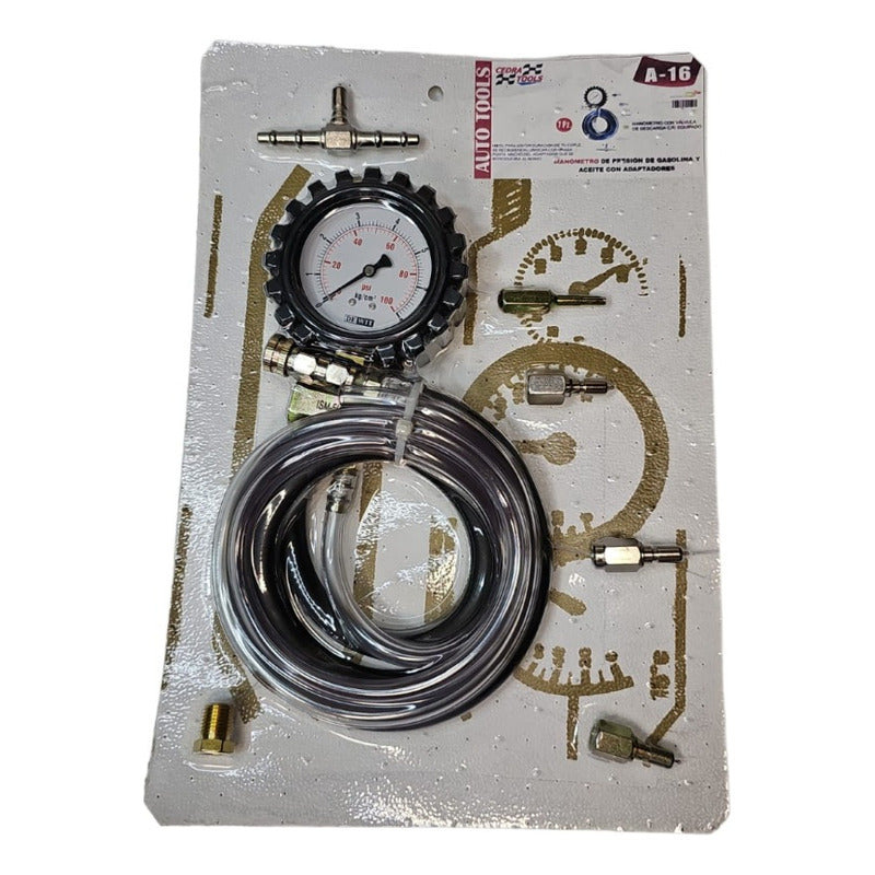 Manometro Para Revisar Bomba De Gasolina Con Adaptadores VYM-A-16