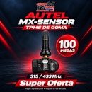 Super Oferta: paquete de 100 sensores TPMS Autel MX-Sensor de goma 315/433 MHz. Portada cuadrada CedraTools sin precio.