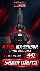 Super Oferta: paquete de 40 sensores TPMS Autel MX-Sensor de goma 315/433 MHz. Imagen vertical CedraTools sin precio.