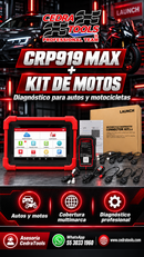Historia vertical del paquete Launch CRP919 MAX + kit de motos; WhatsApp 55 3033 1960 y cedratools.com.