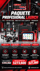 Historia vertical del paquete Launch X-613, PAD9 LINK, mordazas de tres puntos y TreadMaster. Promoción $273,600 MXN.