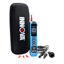 Innova 3330: probador de circuitos con estuche, cables y accesorios originales sobre fondo blanco.